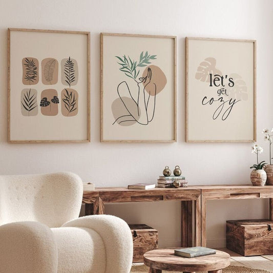 Poster Boho lets go cozy | Bilder Wohnzimmer | Wandbilder Schlafzimmer | Deko Print ohne Rahmen | Bilder Set Kunstdruck - justgoodmood