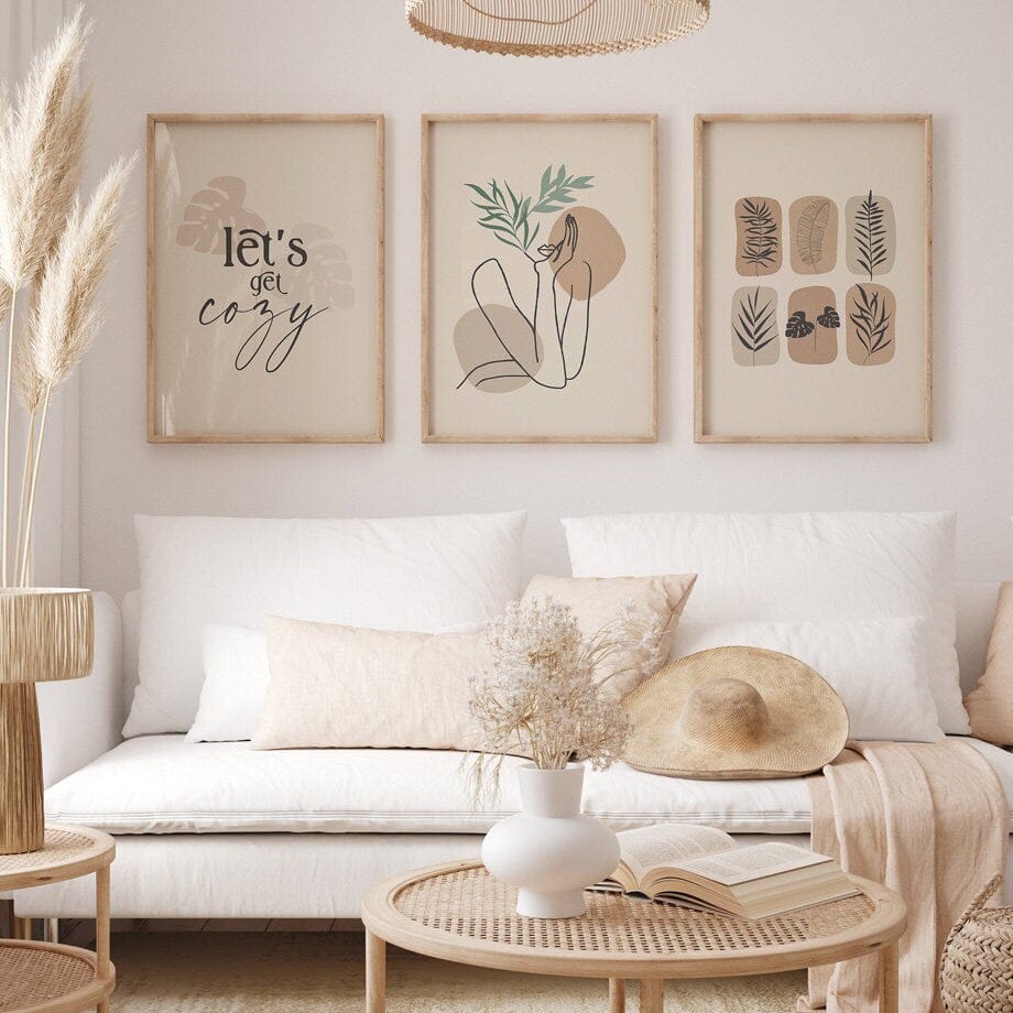 Poster Boho lets go cozy | Bilder Wohnzimmer | Wandbilder Schlafzimmer | Deko Print ohne Rahmen | Bilder Set Kunstdruck - justgoodmood