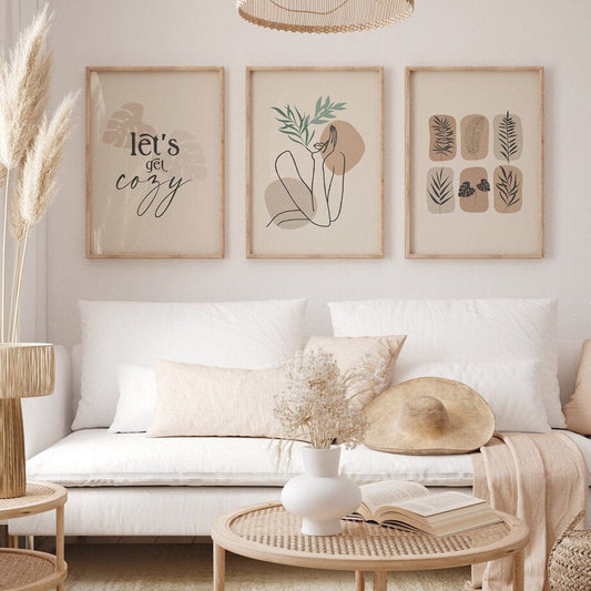 Poster Boho lets go cozy | Bilder Wohnzimmer | Wandbilder Schlafzimmer | Deko Print ohne Rahmen | Bilder Set Kunstdruck - justgoodmood
