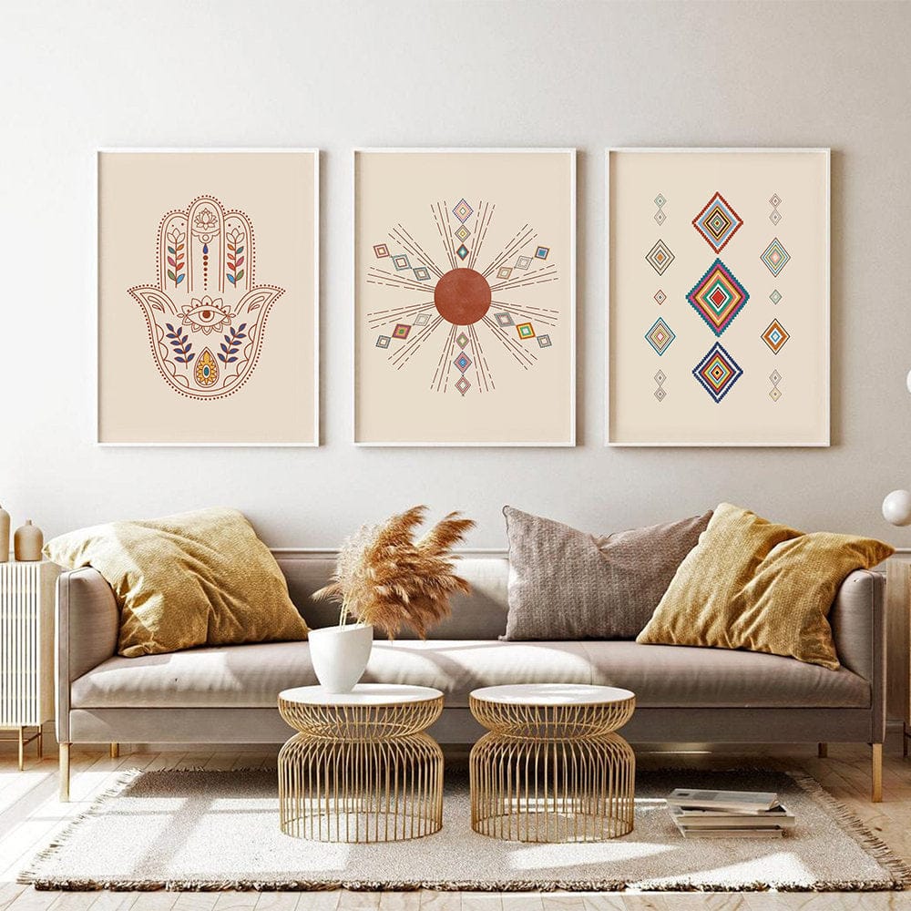 Poster Boho Marokkanisch Teppich Kunst Hand Fatima als Deko Print ohne Rahmen - justgoodmood