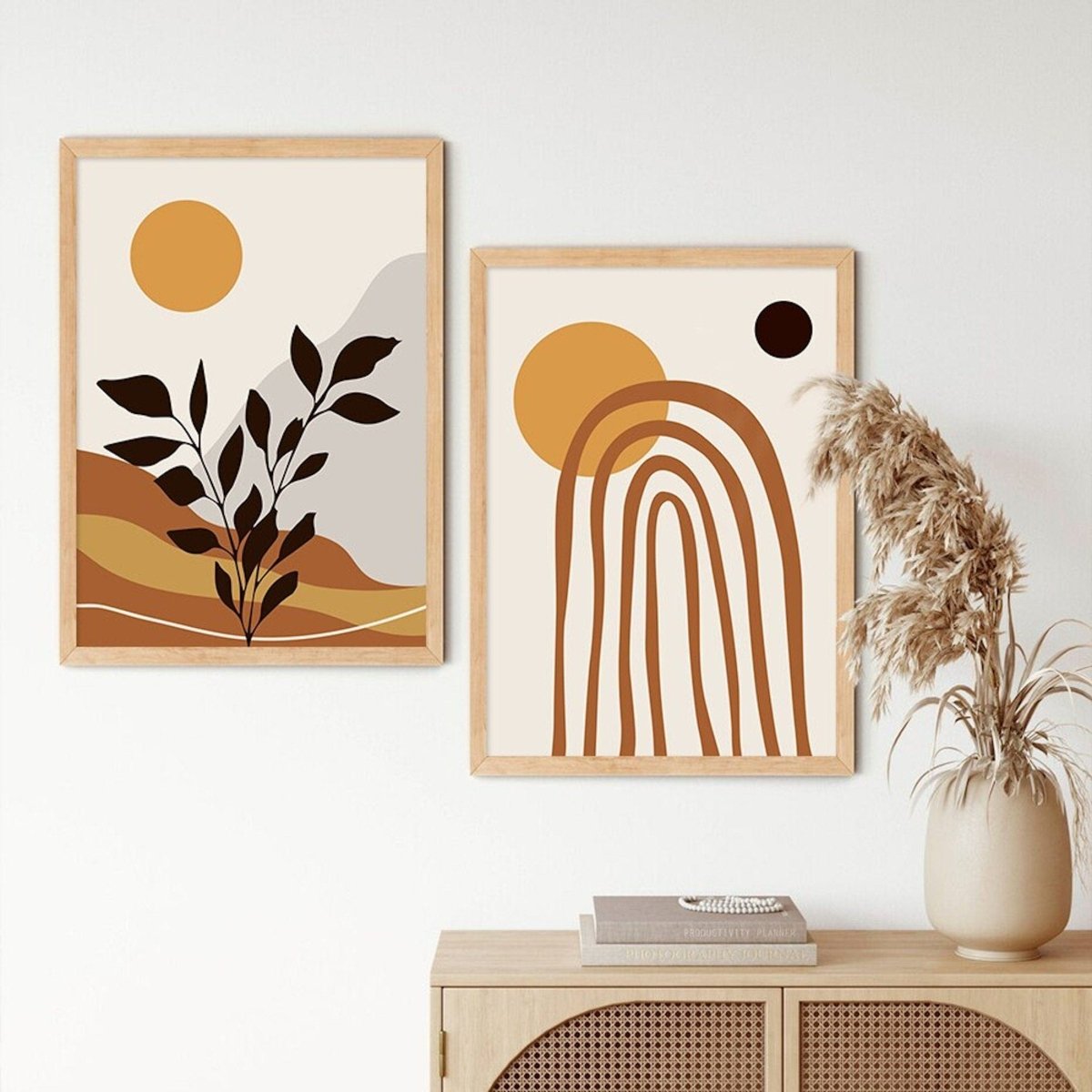 Poster Boho Stil mit Ockar Braun Beige Farben als Deko Print ohne Rahmen - justgoodmood