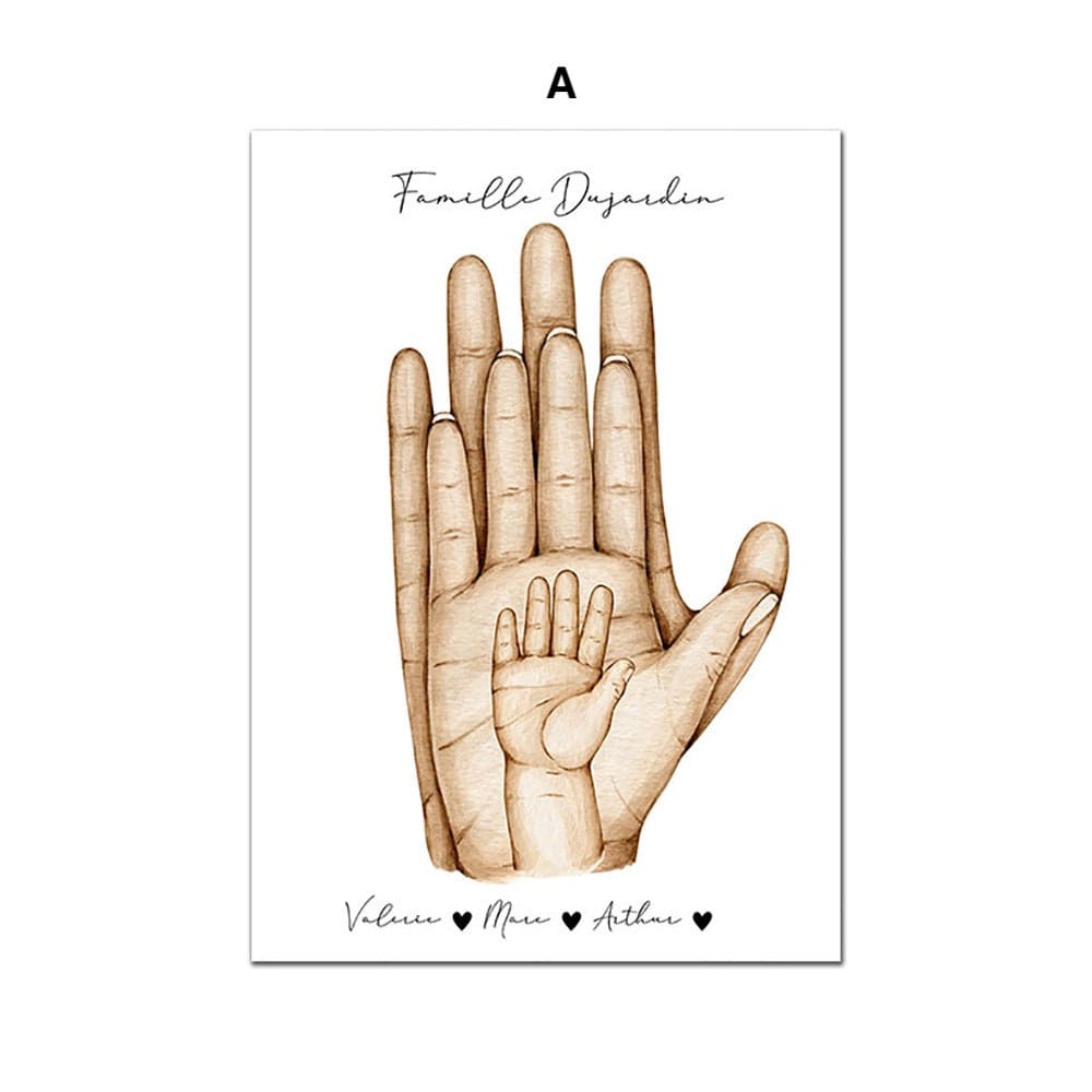 Poster Familie Personalisiert Hände Namen I Haustier Pfote I Regenbogen I Deko Print ohne Rahmen - justgoodmood