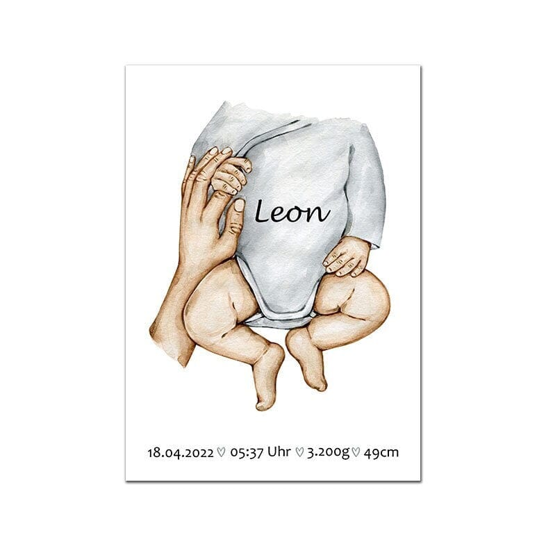 Poster Familie Personalisiert mit Händen Papa Mama Kinder und Baby als Deko Print ohne Rahmen - justgoodmood