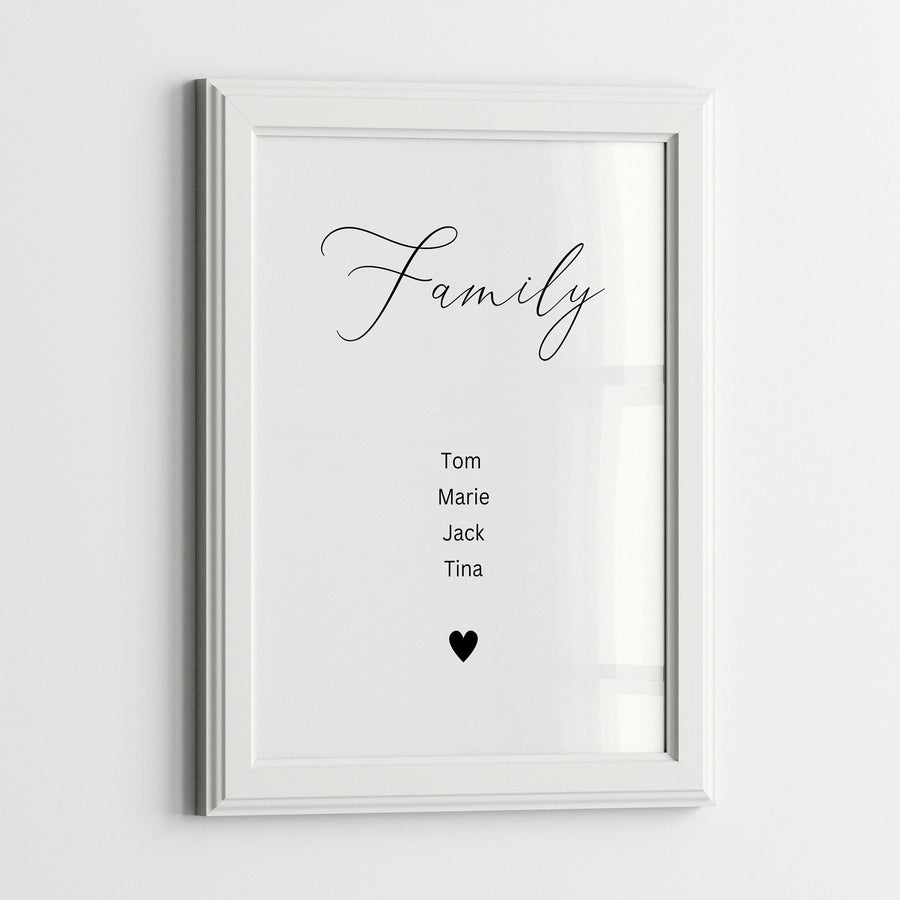Poster Familie Personalisiert Namen I Familiengeschenk I Wohnzimmer & Schlafzimmer Bilder I Wand Deko I Kunstdruck I ohne Rahmen - justgoodmood