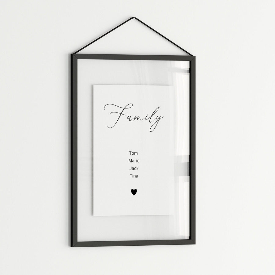 Poster Familie Personalisiert Namen I Familiengeschenk I Wohnzimmer & Schlafzimmer Bilder I Wand Deko I Kunstdruck I ohne Rahmen - justgoodmood