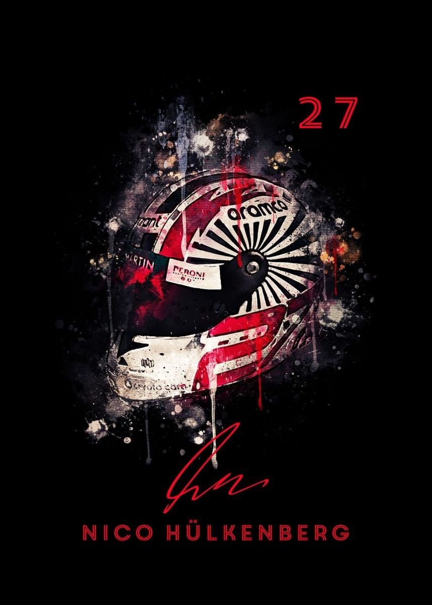 Poster Formel 1 Helm Aquarell Rennfahrer Name Unterschrift Rennnummer I Deko Print ohne Rahmen - justgoodmood