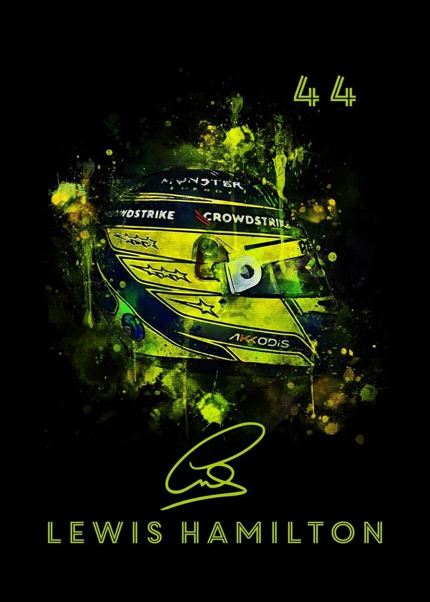 Poster Formel 1 Helm Aquarell Rennfahrer Name Unterschrift Rennnummer I Deko Print ohne Rahmen - justgoodmood