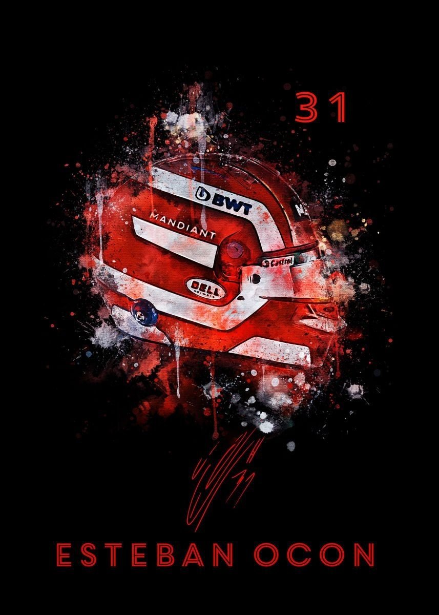 Poster Formel 1 Helm Aquarell Rennfahrer Name Unterschrift Rennnummer I Deko Print ohne Rahmen - justgoodmood