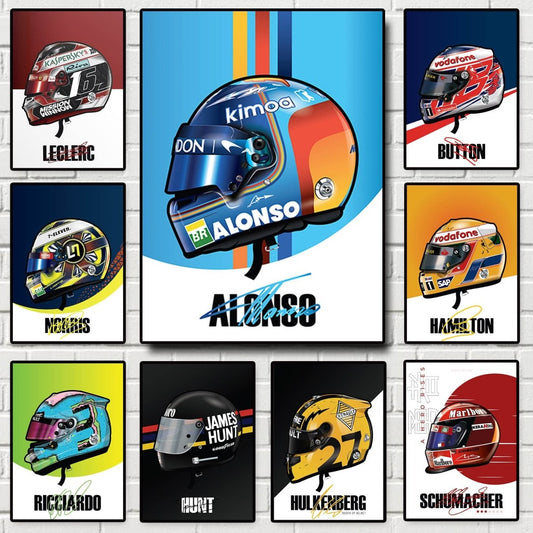 Poster Formel 1 Helm Rennfahrer Name Unterschrift I Deko Print ohne Rahmen - justgoodmood