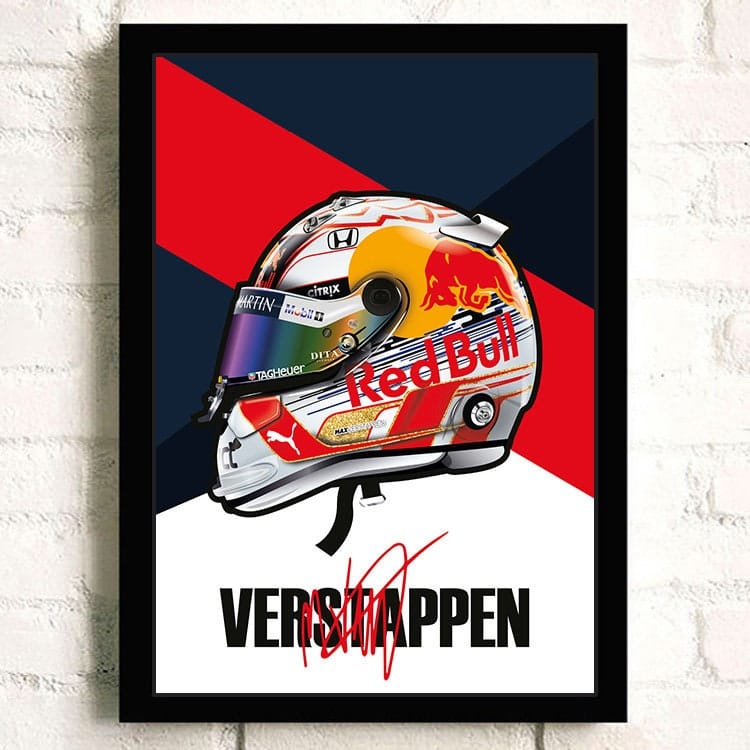 Poster Formel 1 Helm Rennfahrer Name Unterschrift I Deko Print ohne Rahmen - justgoodmood