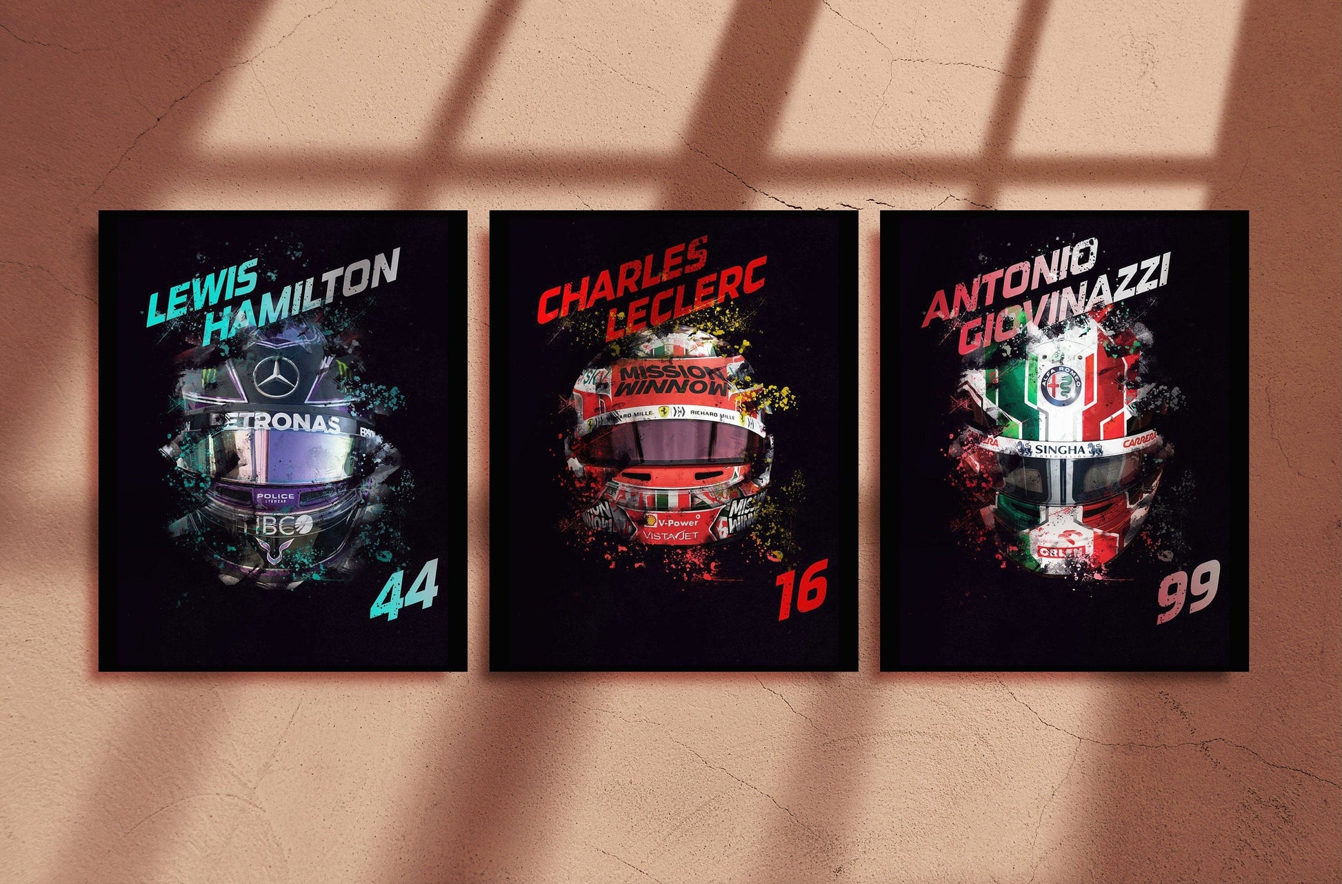 Poster Formel 1 Helme Rennfahrer Fahrernummer I Deko Print ohne Rahmen - justgoodmood