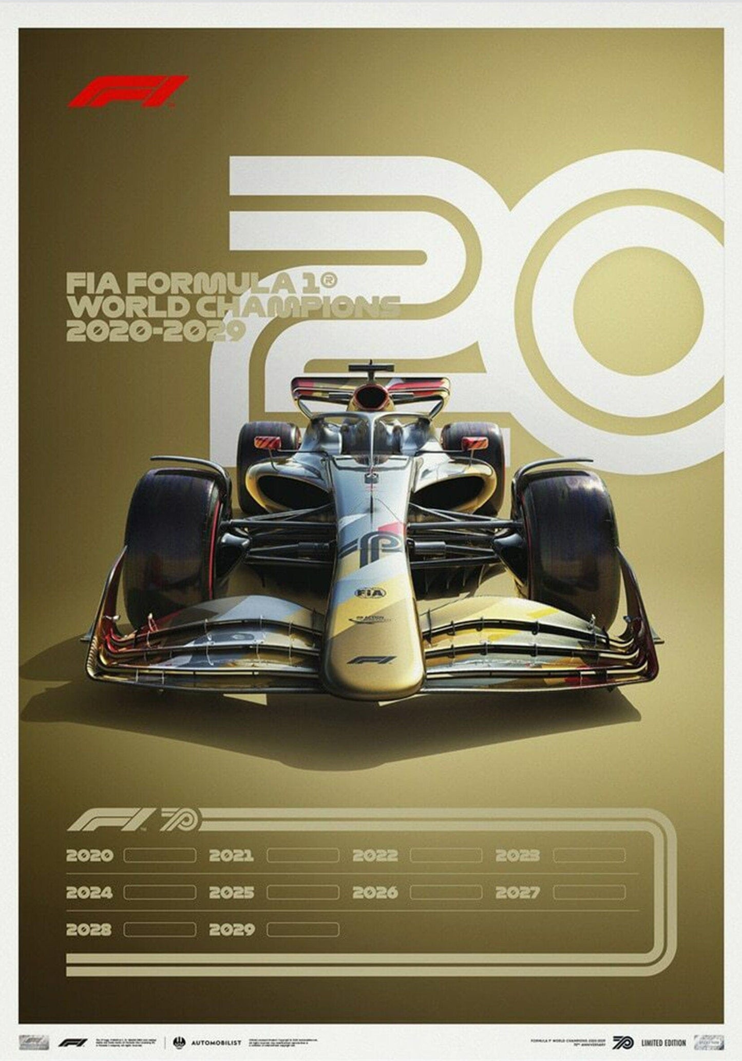 Poster Formel 1 Jahrzehnte Rennwagen Chronologie Legenden I Deko Print ohne Rahmen - justgoodmood