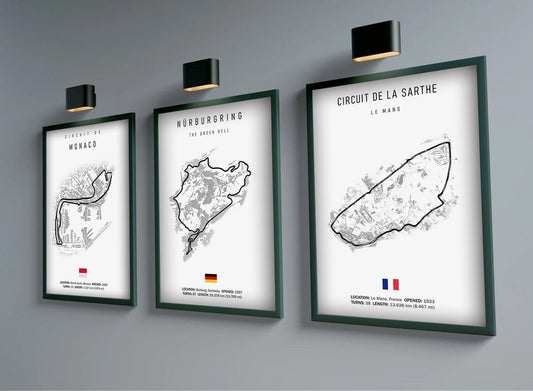 Poster Formel 1 Kalender 2025 Strecken Großer Preis von Monaco Spa Francorchamps Deko Print ohne Rahmen - justgoodmood