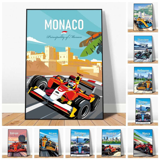 Poster Formel 1 Länder Städte Rennstrecke Rennfahrer Rennwagen I Deko Print ohne Rahmen - justgoodmood