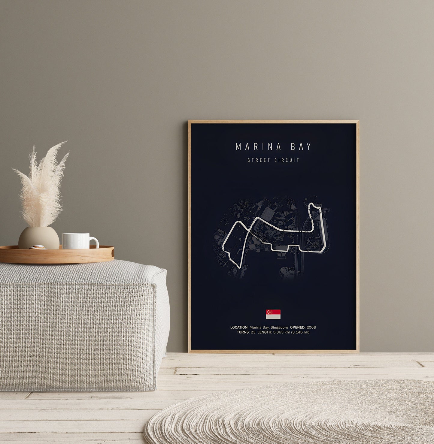 Poster FORMEL 1 MARINA BAY Singpur Rennstrecke Kurven Steckenlänge I Wanddeko I Kunstdruck ohne Rahmen - justgoodmood