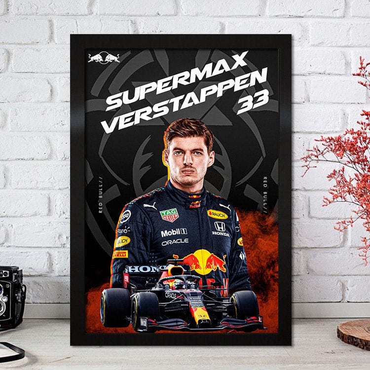 Poster Formel 1 Max Verstappen Rennfahrer Helm Rennwagen Red Bull I Deko Print ohne Rahmen - justgoodmood