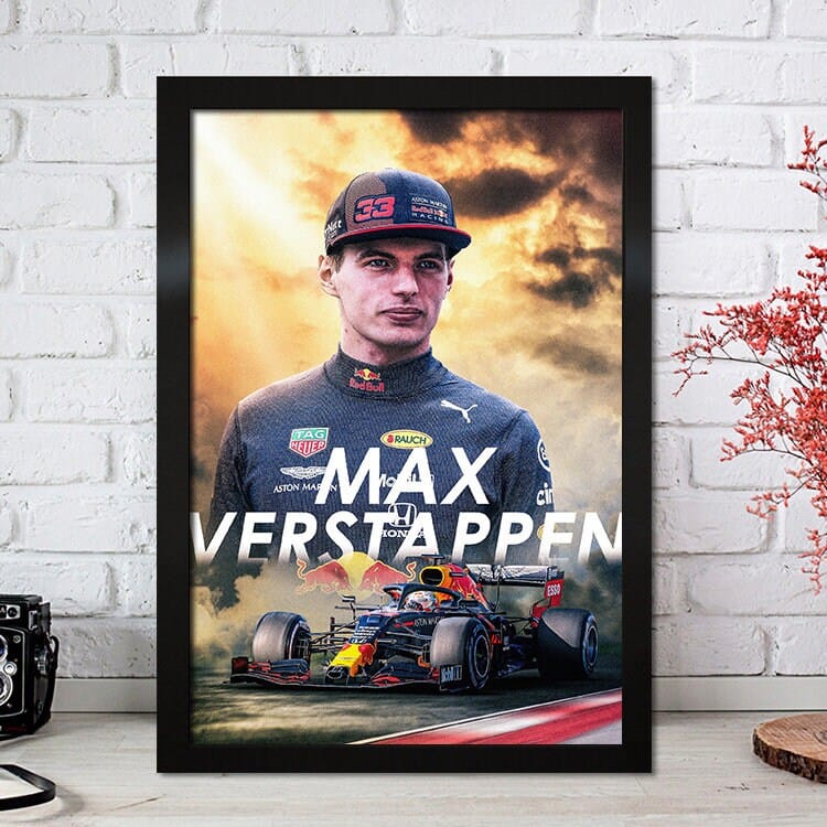 Poster Formel 1 Max Verstappen Rennfahrer Helm Rennwagen Red Bull I Deko Print ohne Rahmen - justgoodmood