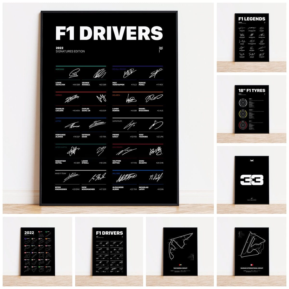 Poster Formel 1 Rennfahrer Legenden Unterschiften I Deko Print ohne Rahmen - justgoodmood