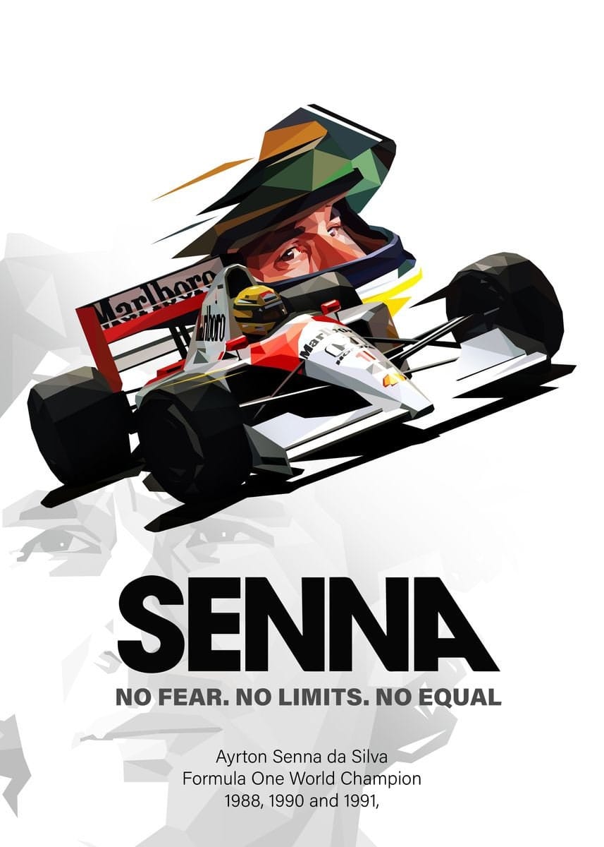 Poster Formel 1 Rennfahrer Rennwagen Ayrton Senna da Silva Legende I Deko Print ohne Rahmen - justgoodmood