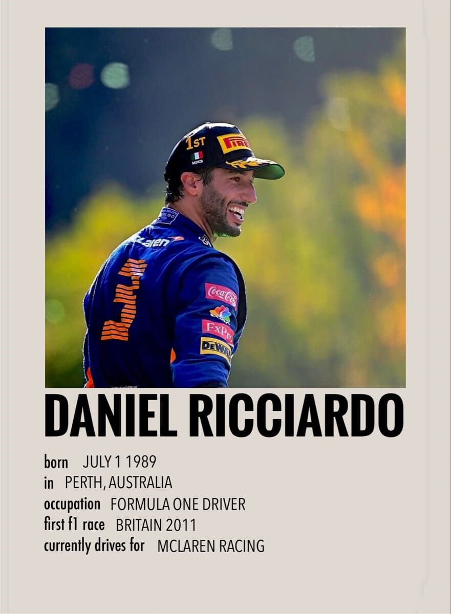 Poster Formel 1 Rennfahrer Sammelkarten I Deko Print ohne Rahmen - justgoodmood