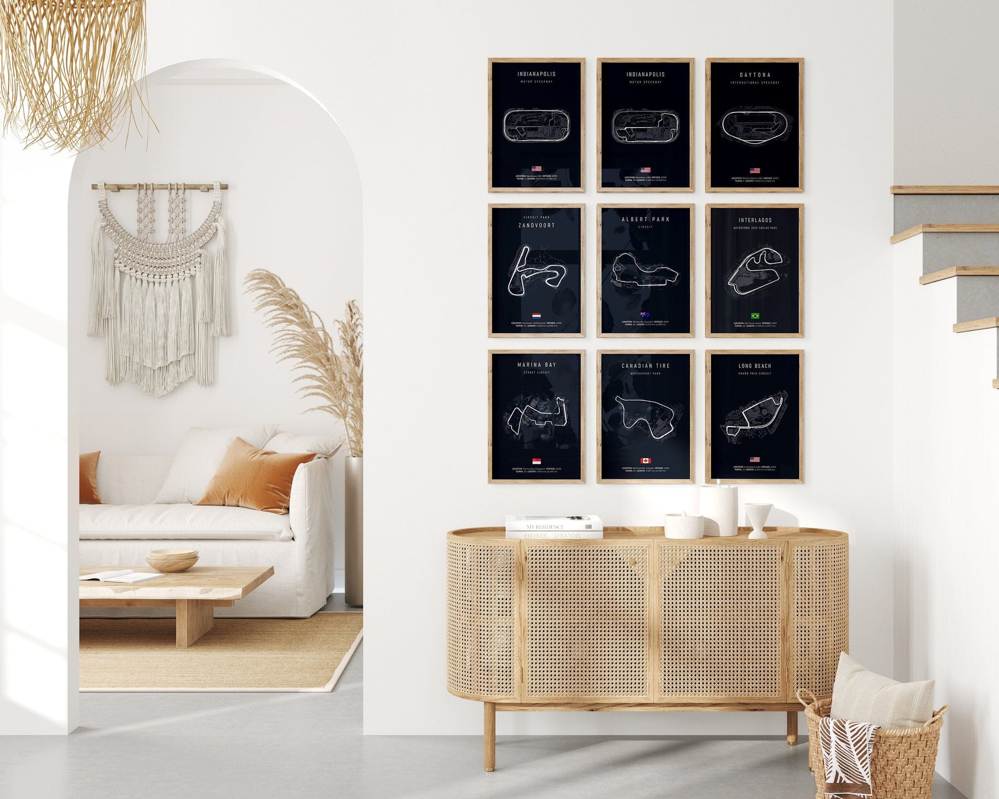 Poster FORMEL 1 RENNSTRECKEN I INDIANAPOLIS Daytona Long Beach Albert Park Interlagos Zandvoort I Wand Deko I Kunstdruck ohne Rahmen - justgoodmood