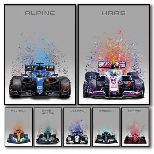 Poster Formel 1 Rennwagen Aquarell I Deko Print ohne Rahmen - justgoodmood