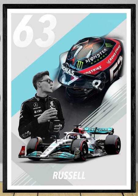 Poster Formel 1 Rennwagen Grand Prix Rennfahrer Namen Wagen Nummer I Deko Print ohne Rahmen - justgoodmood