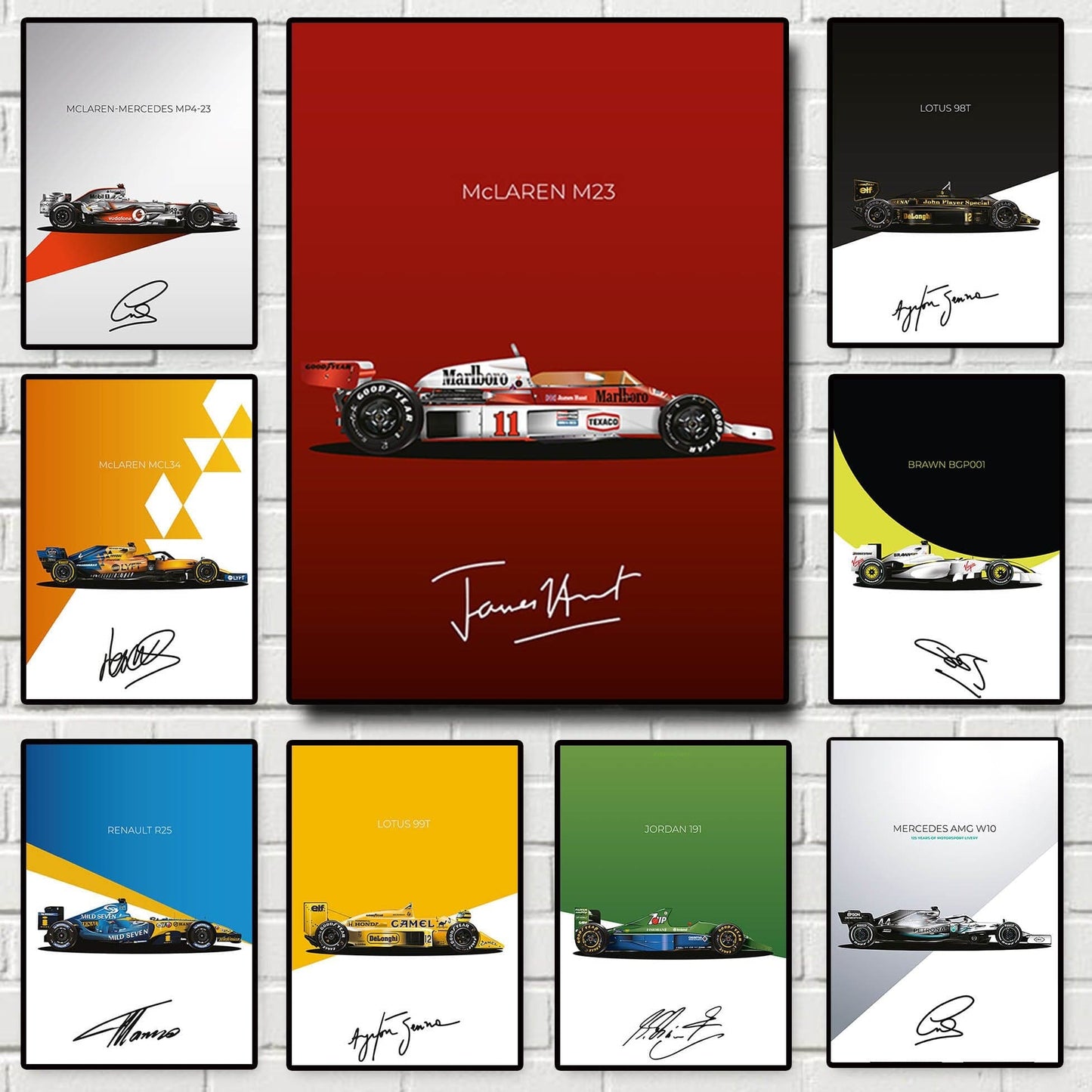 Poster Formel 1 Rennwagen Grand Prix Rennfahrer Signature I Deko Print ohne Rahmen - justgoodmood