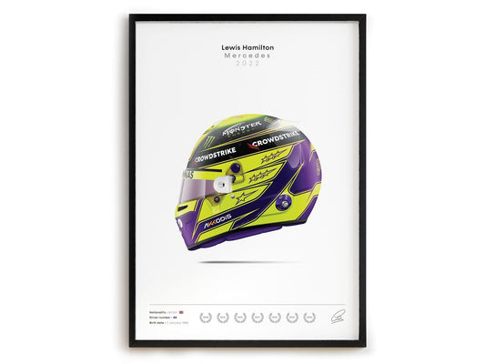 Poster Formel 1 Rennwagen Helm Rennfahrer Name Unterschrift I Deko Print ohne Rahmen - justgoodmood