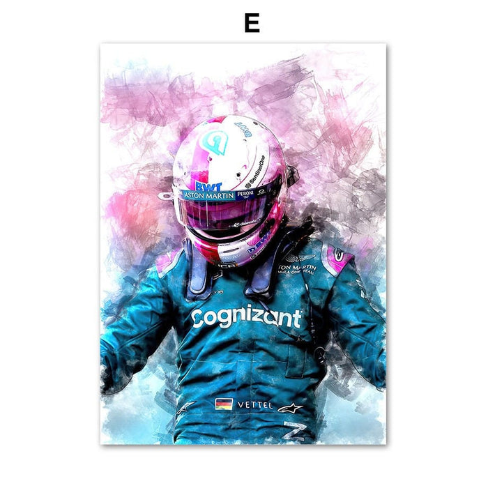 JUSTGOODMOOD Formel 1 Poster – Kunstvoller Baumwollprint