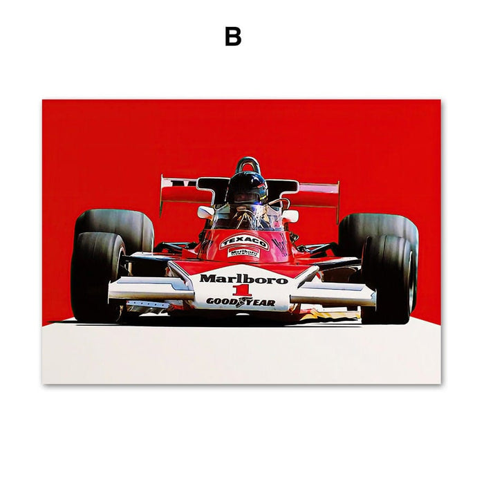 JUSTGOODMOOD Formel 1 Poster – Kunstvoller Baumwollprint
