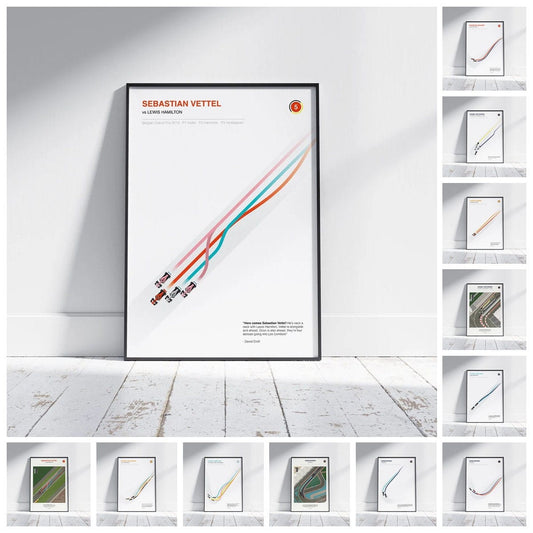 Poster Formel 1 Überholmanöver Linien Kurve Windschatten Rennstrecke Rennfahrer Rennwagen I Deko Print ohne Rahmen - justgoodmood