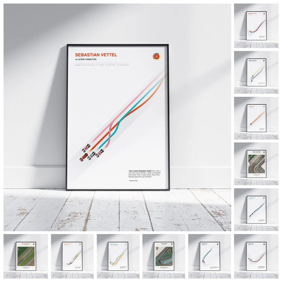 Poster Formel 1 Überholmanöver Linien Kurve Windschatten Rennstrecke Rennfahrer Rennwagen I Deko Print ohne Rahmen - justgoodmood