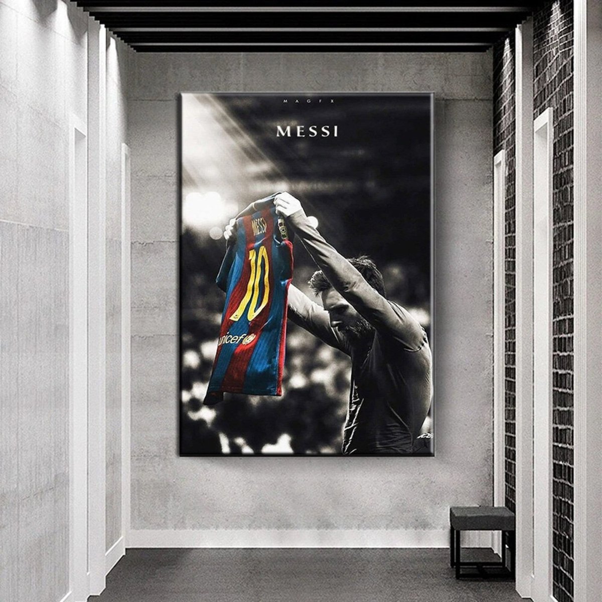 Poster Fußball Lionel Messi Nummer 10 bei Fc Barcelona als Deko Print ohne Rahmen - justgoodmood