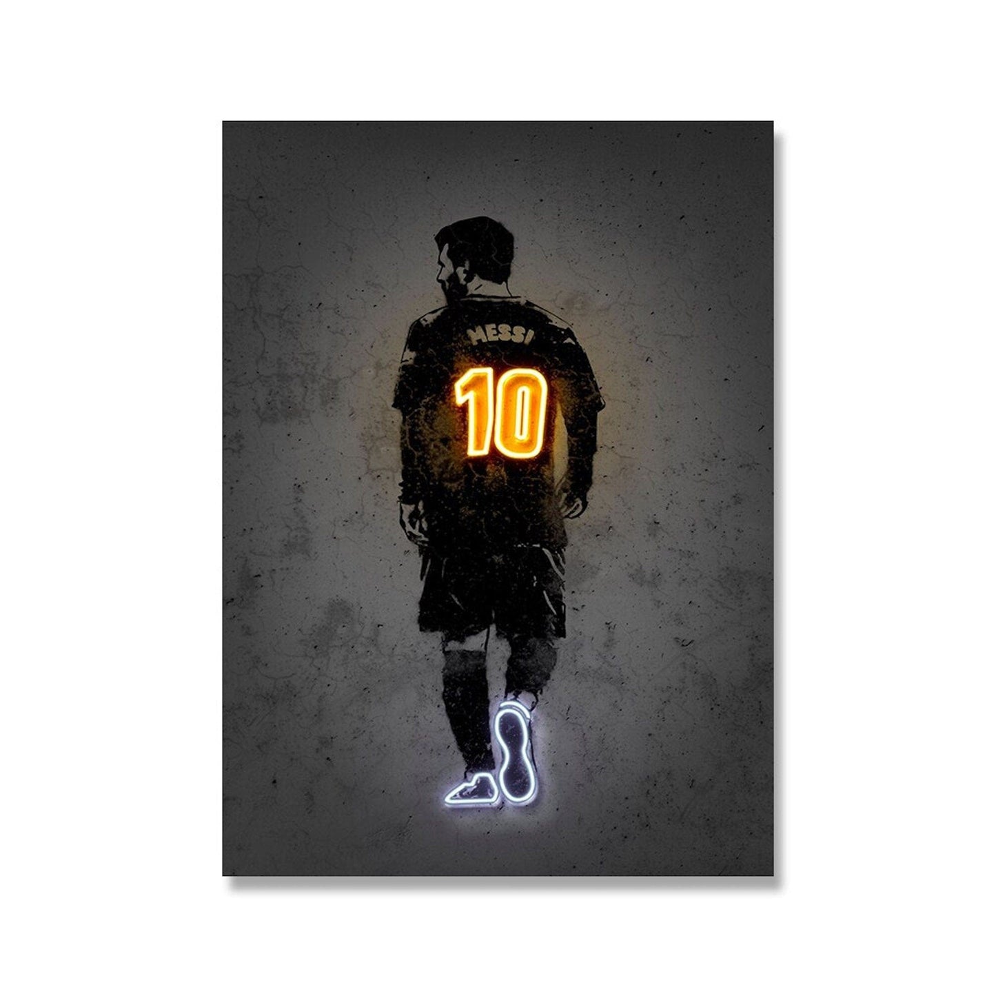 Poster Fußball Lionel Messi Nummer 10 Christiano Ronaldo 7 und Neymar Jr. 10 mit Neon Leucht Trikotnummer als Deko Print ohne Rahmen - justgoodmood