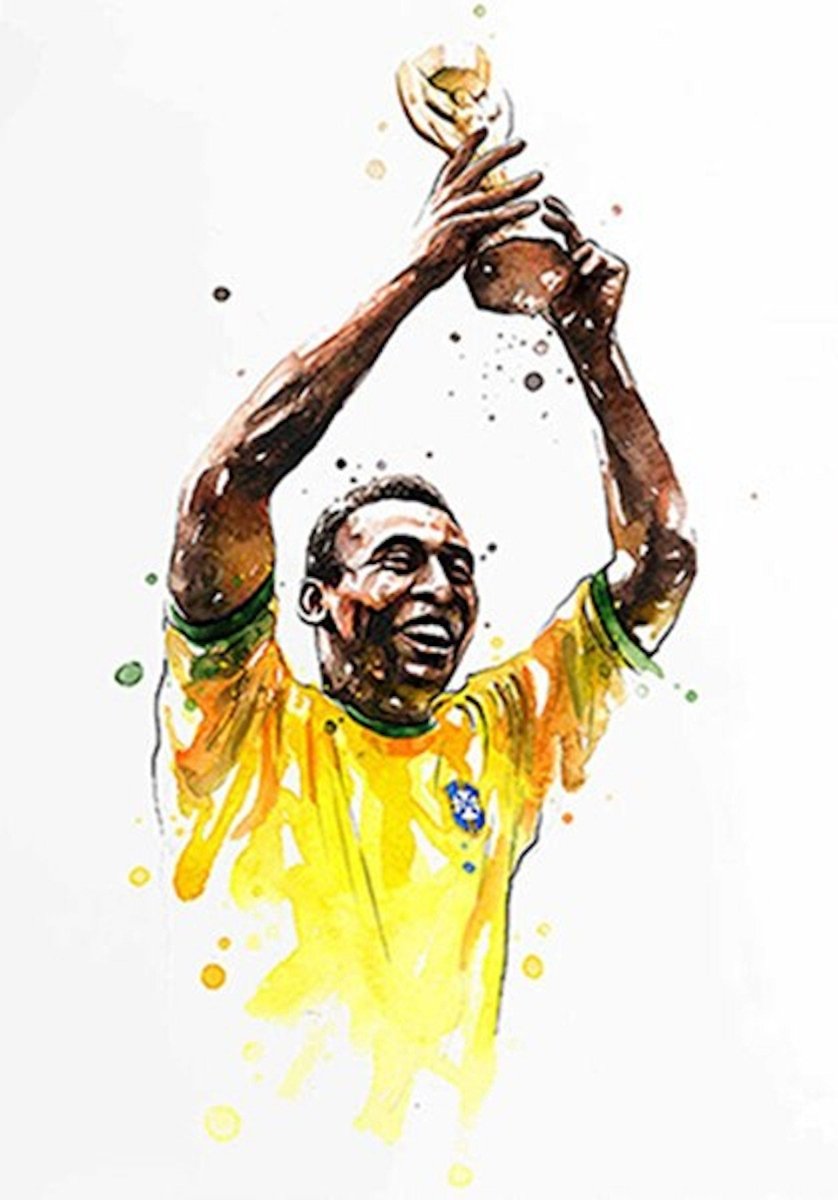 Poster Fußball Weltmeister Pokal Pele Ronaldo Neymar Jr. Messi als Deko Print ohne Rahmen - justgoodmood