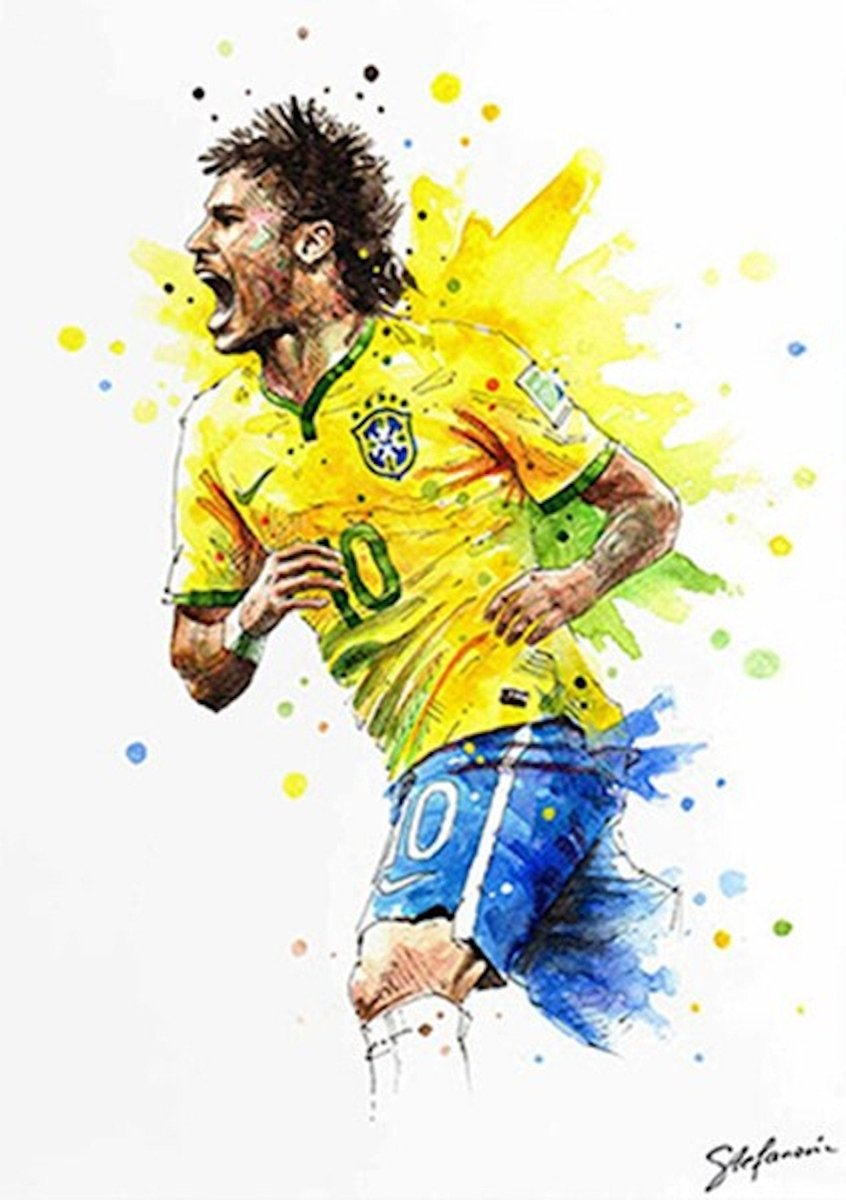 Poster Fußball Weltmeister Pokal Pele Ronaldo Neymar Jr. Messi als Deko Print ohne Rahmen - justgoodmood