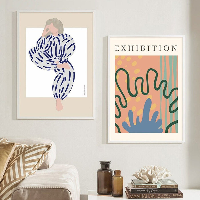 JUSTGOODMOOD Poster: Gesicht & Pflanzen auf Baumwolle