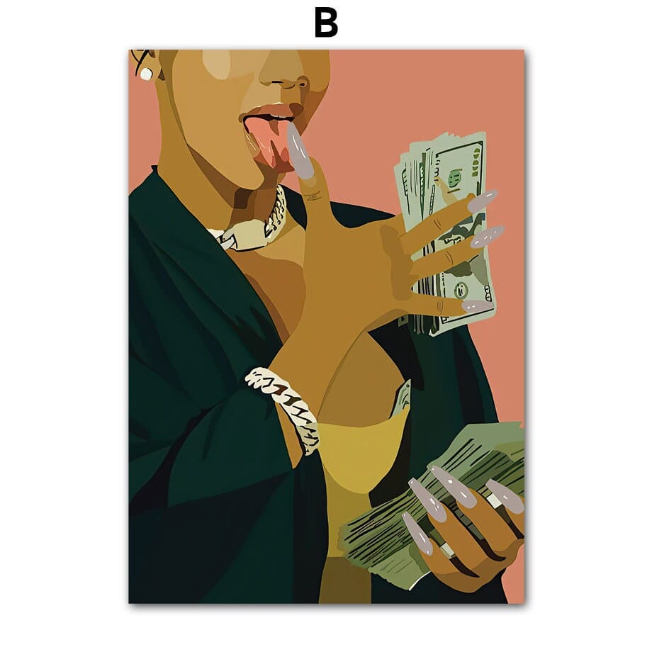 Poster Hip Hop Schmuck Mode | Schwarz Mädchen I Bilder Wohnzimmer | Wandbilder Schlafzimmer | Deko Print ohne Rahmen | Bilder Set Kunstdruck - justgoodmood