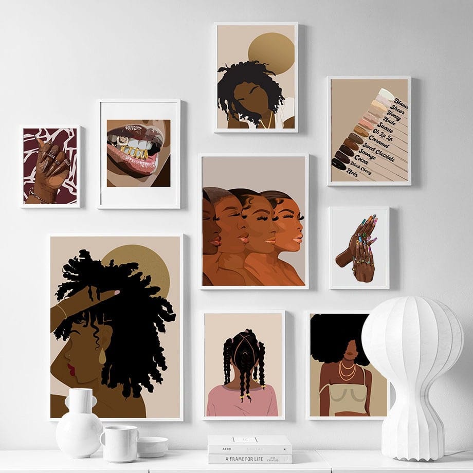 Poster Hip Hop Schmuck Mode | Schwarz Mädchen I Bilder Wohnzimmer | Wandbilder Schlafzimmer | Deko Print ohne Rahmen | Bilder Set Kunstdruck - justgoodmood