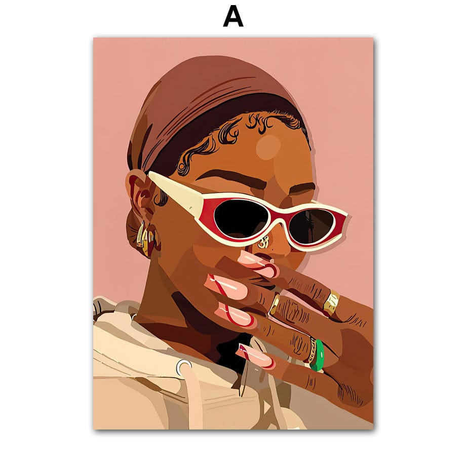 Poster Hip Hop Schmuck Mode | Schwarz Mädchen I Bilder Wohnzimmer | Wandbilder Schlafzimmer | Deko Print ohne Rahmen | Bilder Set Kunstdruck - justgoodmood