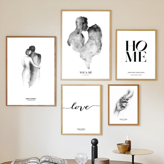Poster Hochzeit Liebespaar Name Personalisiert I Wohnzimmer Bilder I Schlafzimmer Bilder I Wand Deko I Kunst Print I ohne Rahmen - justgoodmood