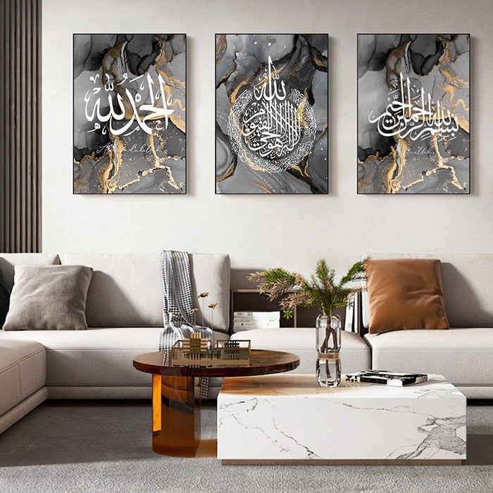 Poster Kalligraphie Gold Schwarz – Premium Baumwolle