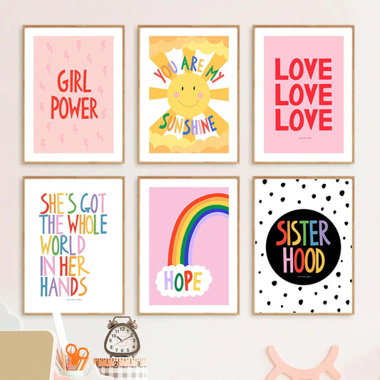 Poster Kinder Mädchen Power und Liebe als Deko Print ohne Rahmen - justgoodmood