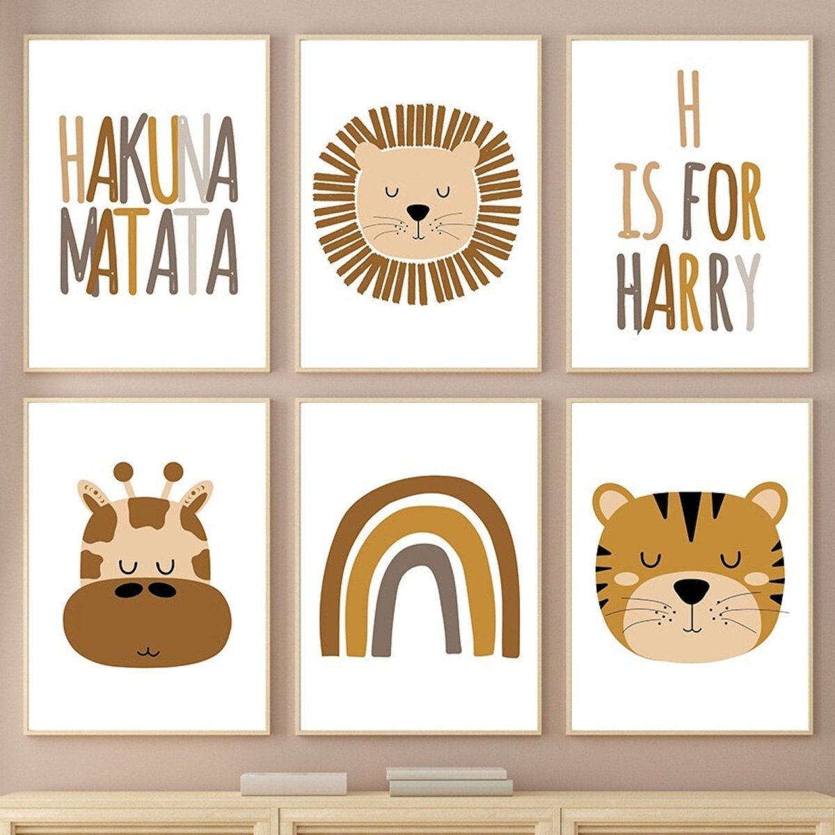 Poster Kinder Motive mit Löwen Tiger und Hakuna Matata als Deko Print ohne Rahmen - justgoodmood