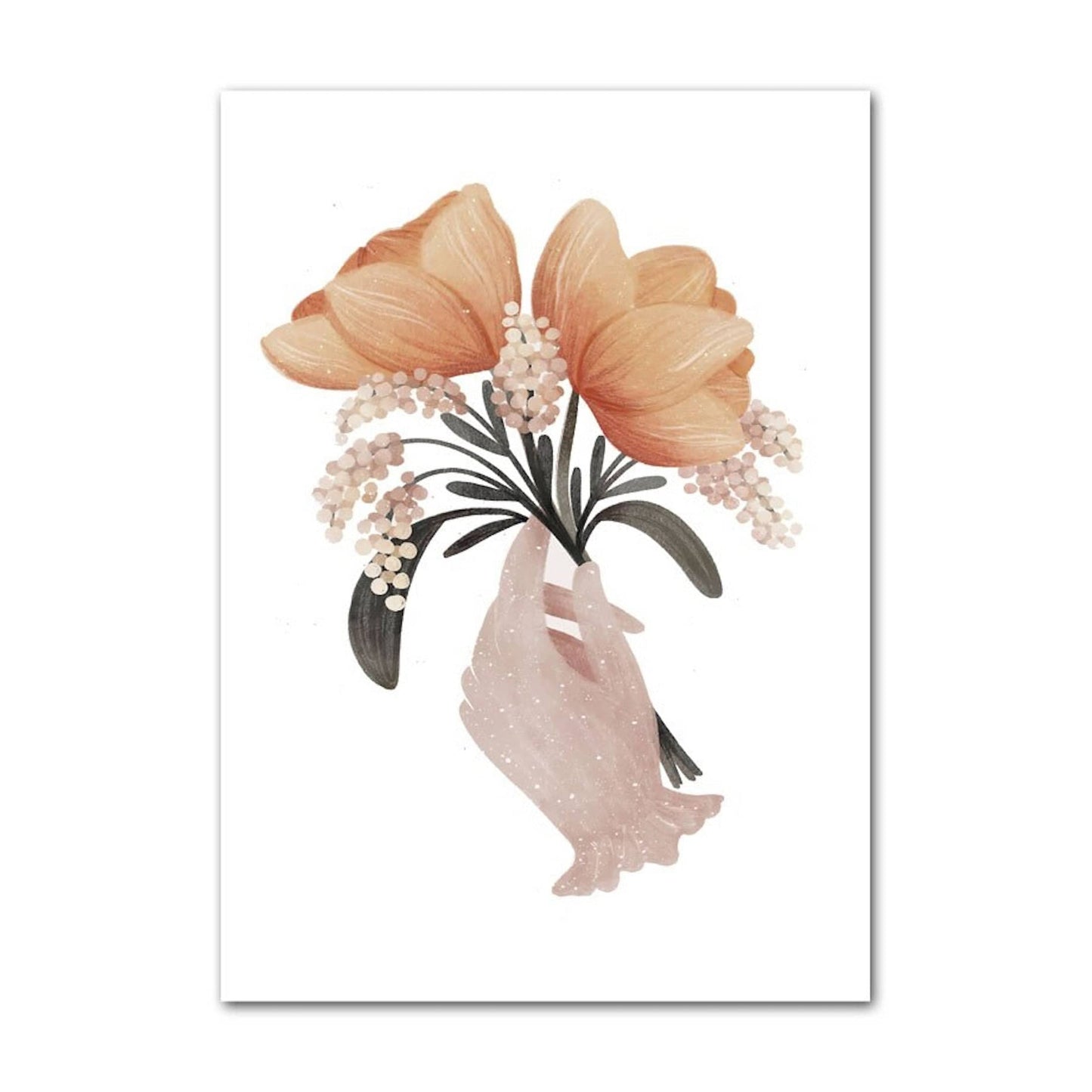 Poster Kinder süße Tiere im Boho Stil Bär Eichhörnchen Schnecke Pilzhaus und Blumen als Deko Print ohne Rahmen - justgoodmood
