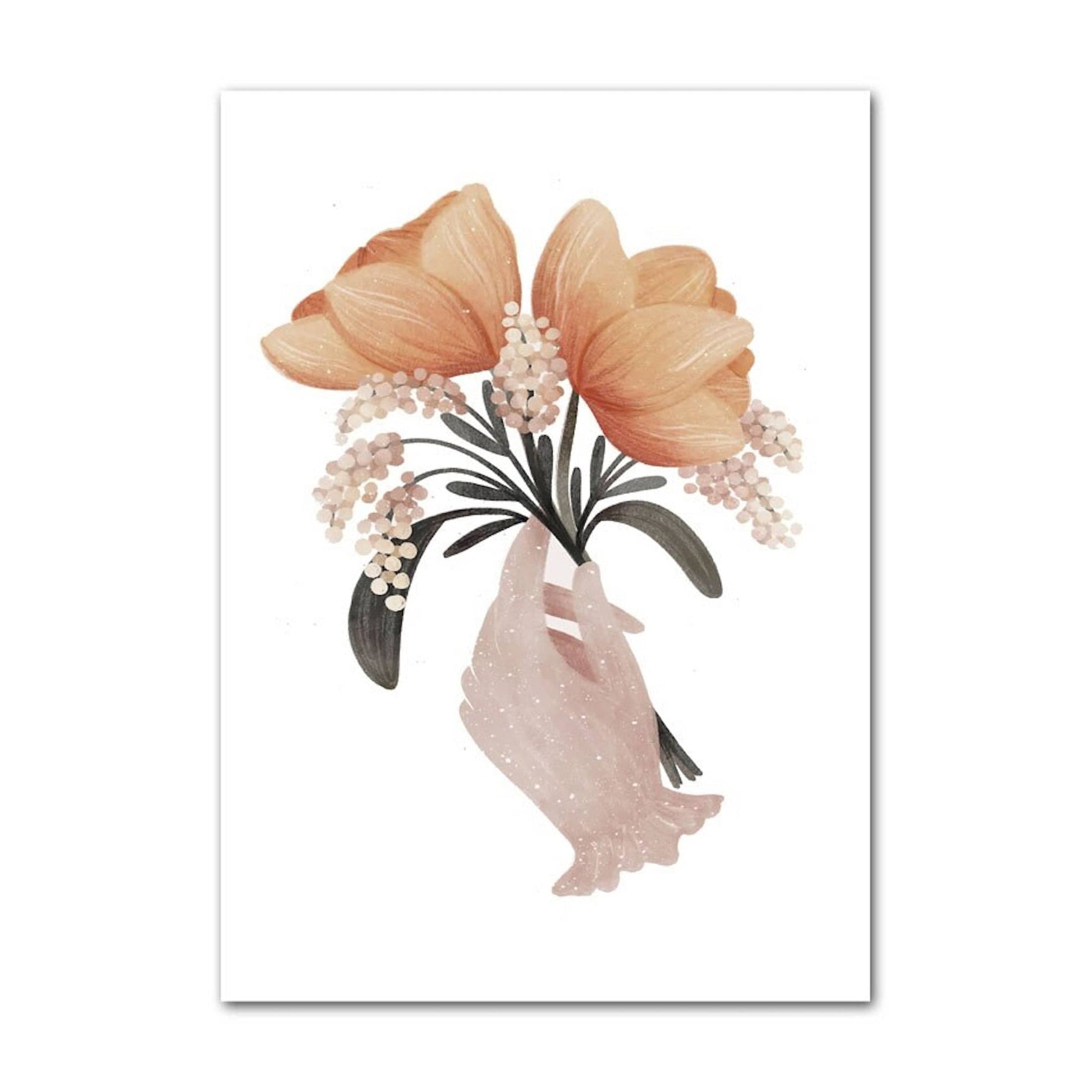 Poster Kinder süße Tiere im Boho Stil Bär Eichhörnchen Schnecke Pilzhaus und Blumen als Deko Print ohne Rahmen - justgoodmood