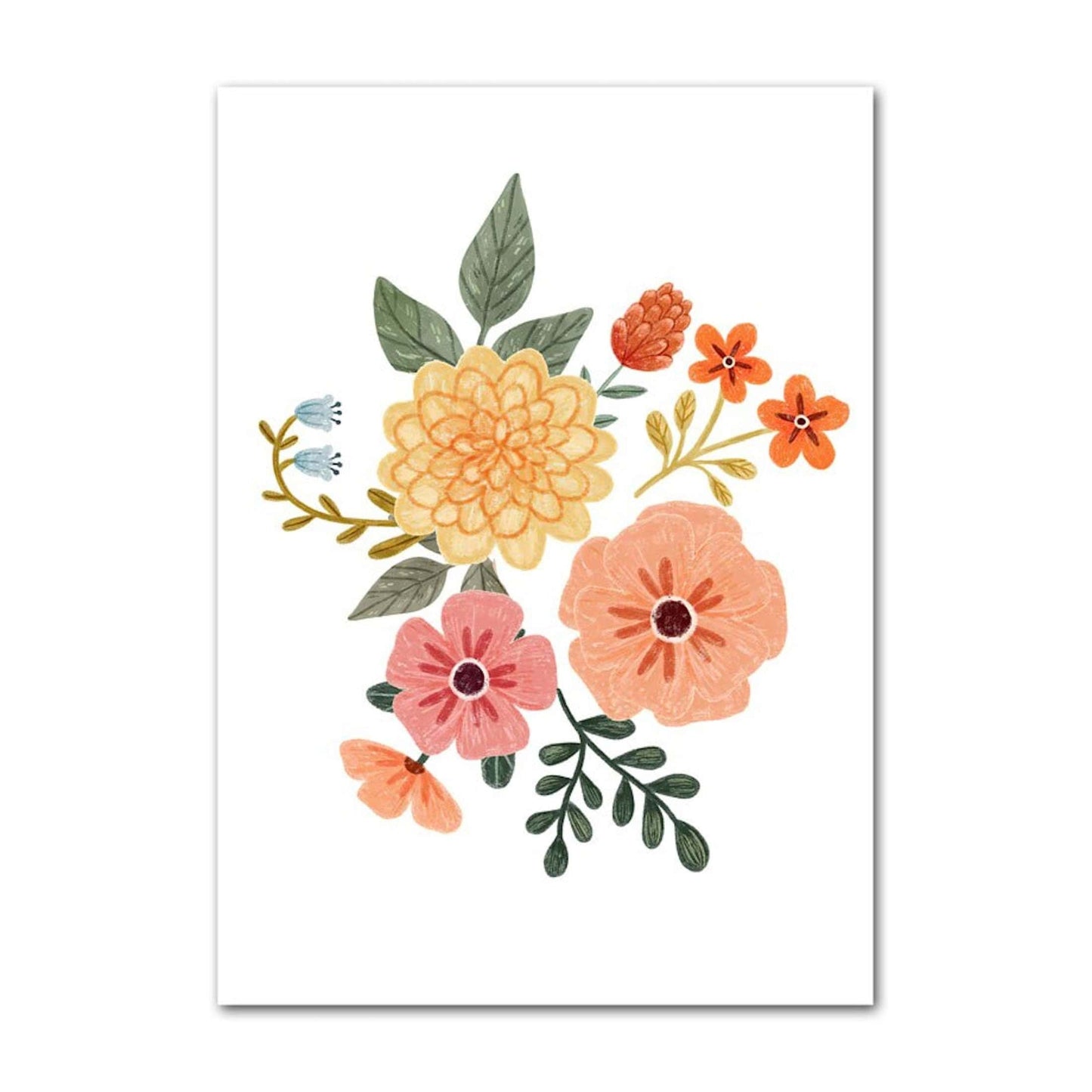 Poster Kinder süße Tiere im Boho Stil Bär Eichhörnchen Schnecke Pilzhaus und Blumen als Deko Print ohne Rahmen - justgoodmood
