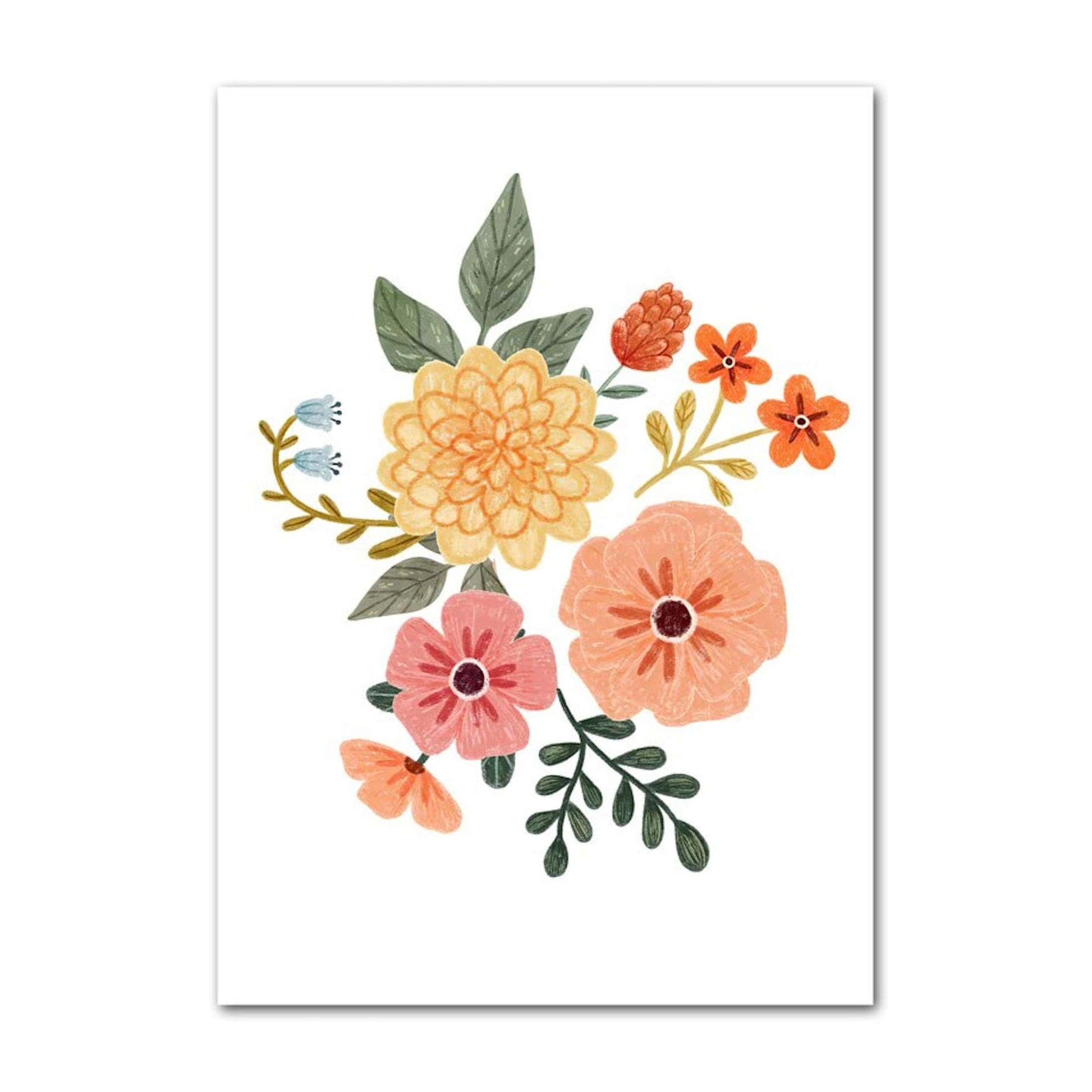 Poster Kinder süße Tiere im Boho Stil Bär Eichhörnchen Schnecke Pilzhaus und Blumen als Deko Print ohne Rahmen - justgoodmood