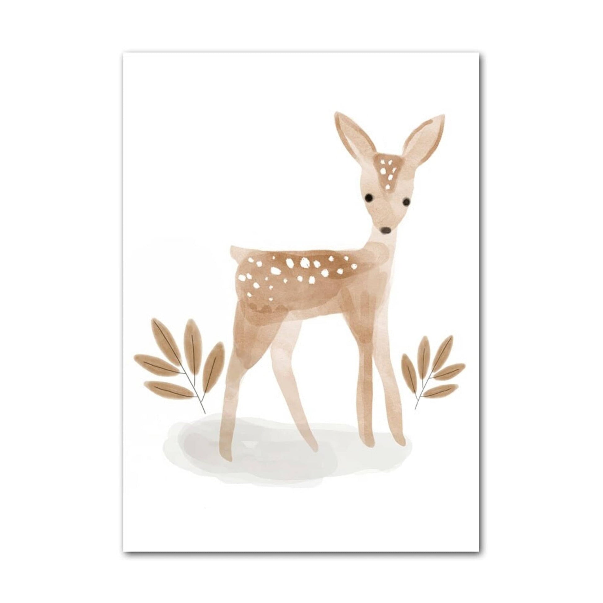 Poster Kinder süße Tiere im Boho Stil Bär Reh Regenbogen Vogel und Blume als Deko Print ohne Rahmen - justgoodmood